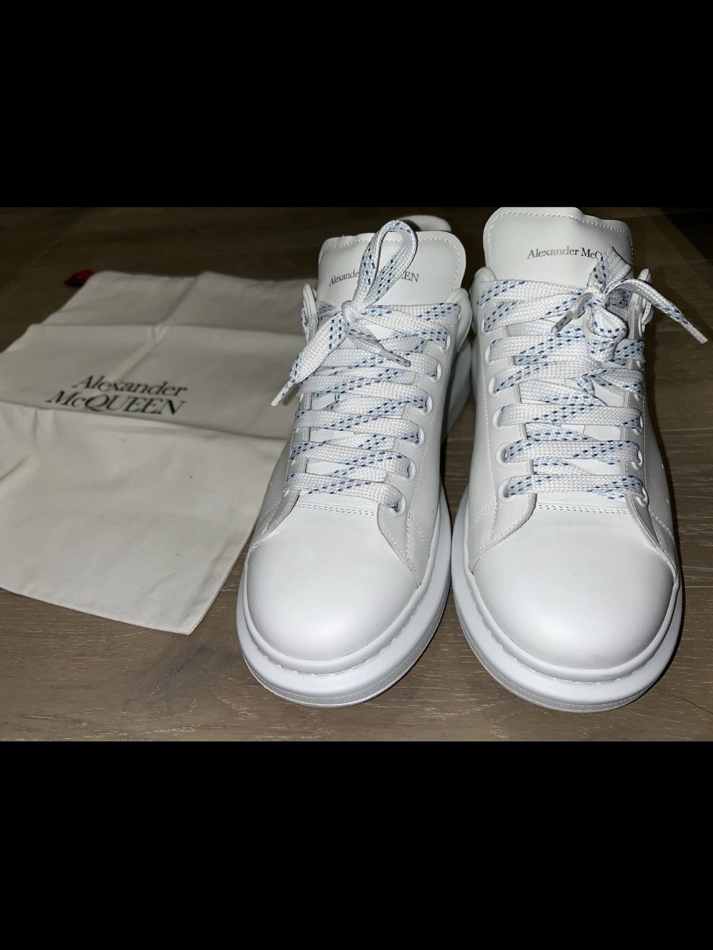 Alexander McQueen Oversized Sneakers Men 43 White Light Blue Croc Speckled Laces
